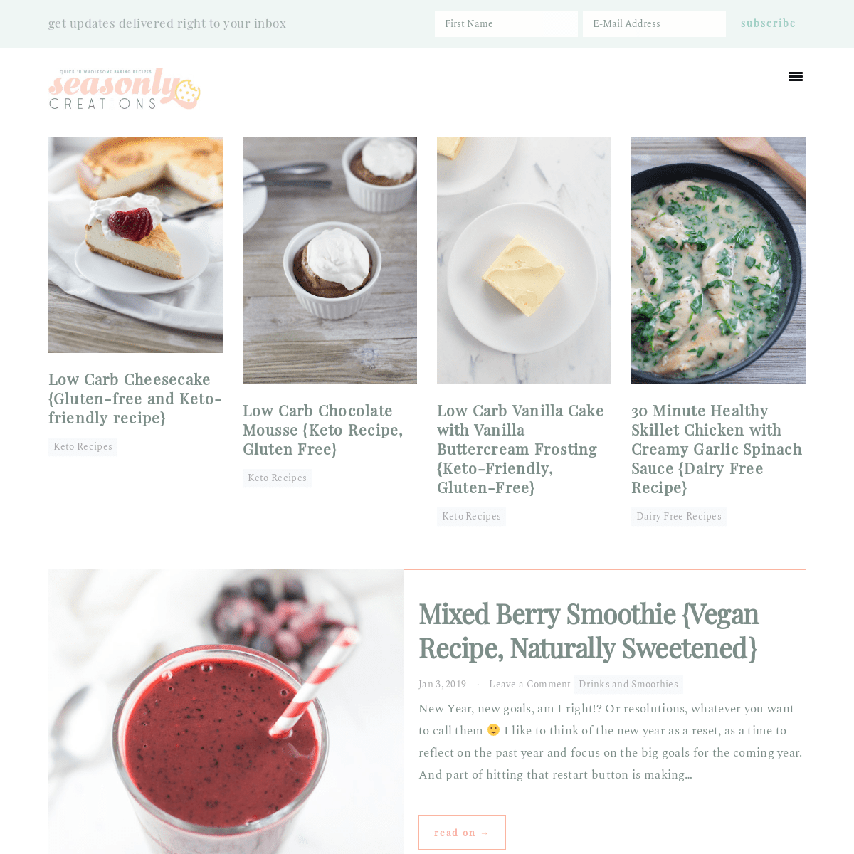 Seasonly Creations - A wholesome food blog featuring healthy baking recipes.