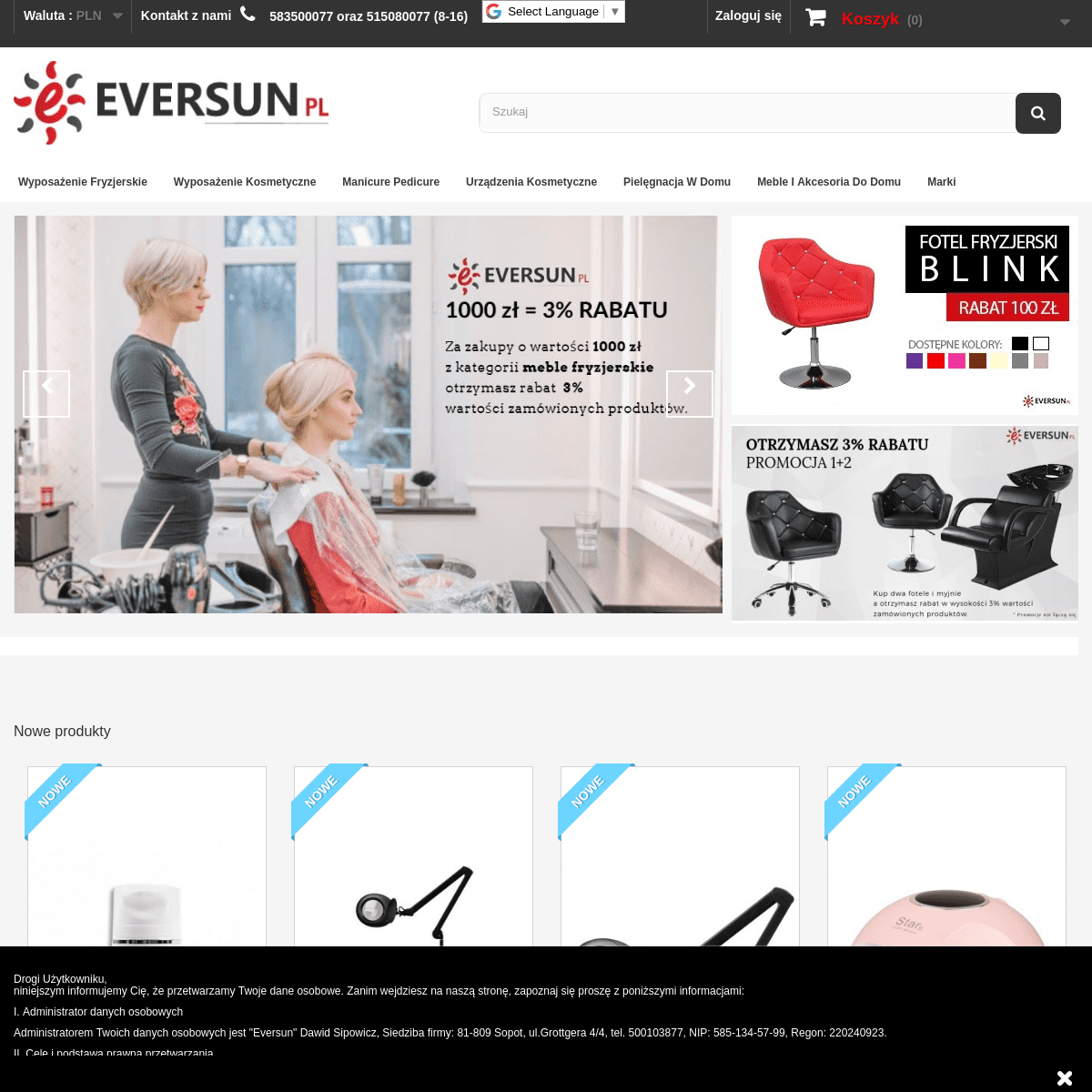 Hurtownia fryzjerska i kosmetyczna online, Gdańsk | sklep Eversun
