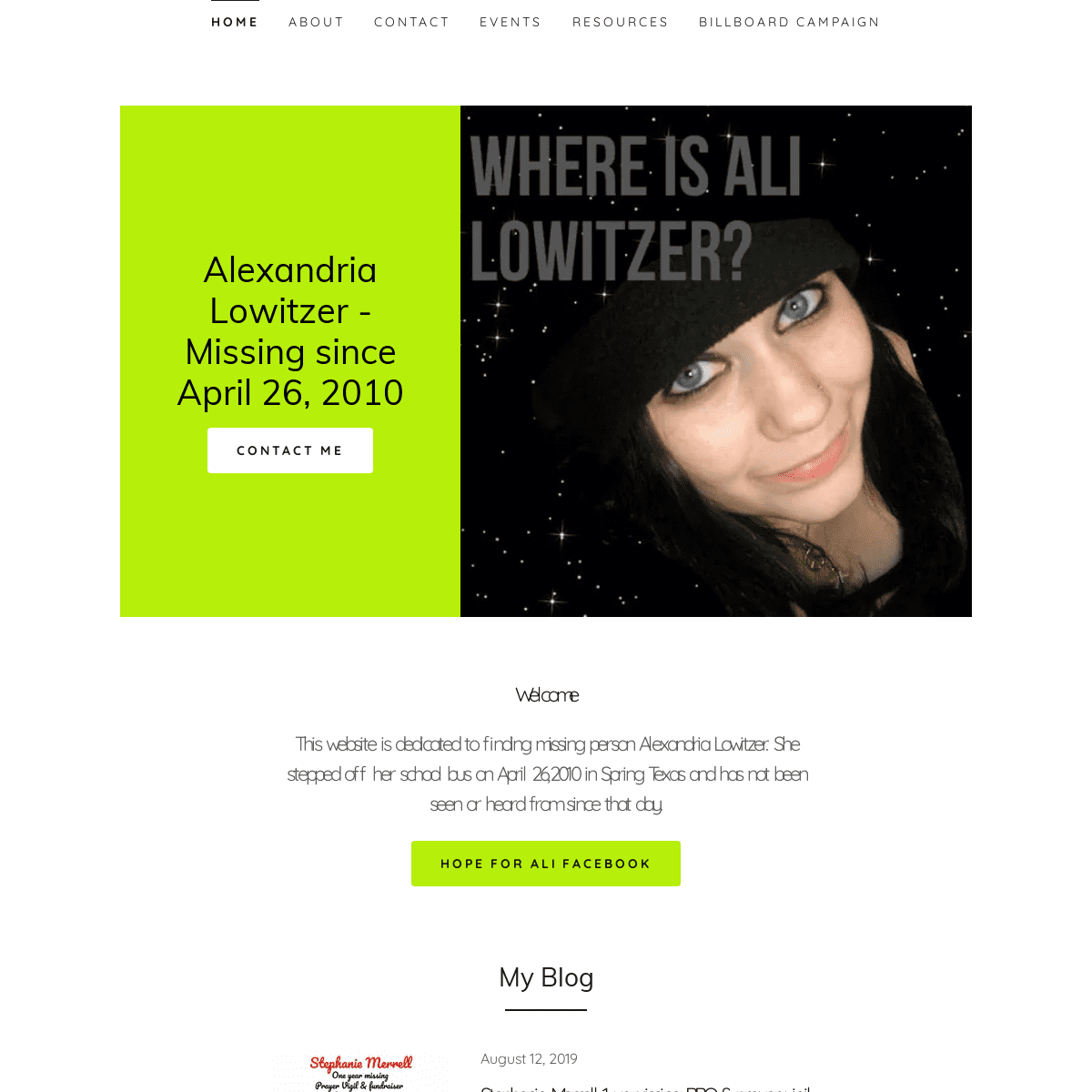 Alexandria Lowitzer - Missing since April 26, 2010