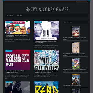 CPY & CODEX GAMES â€” Download Free PC Games - Cracks - Torrent - Full Games - Repack - ISO CPY - CODEX - SKIDROW - STEAMPUNKS