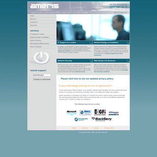 IT Support London, Network Design & Installation, Network Security, Web Design & E-Business: Ameris, London, UK.