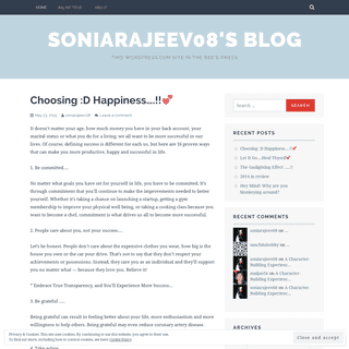 soniarajeev08's Blog – This WordPress.com site is the bee's knees