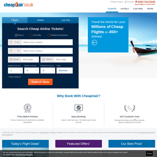 Book Cheap Flight Tickets for Major Airlines - CheapOair.co.uk