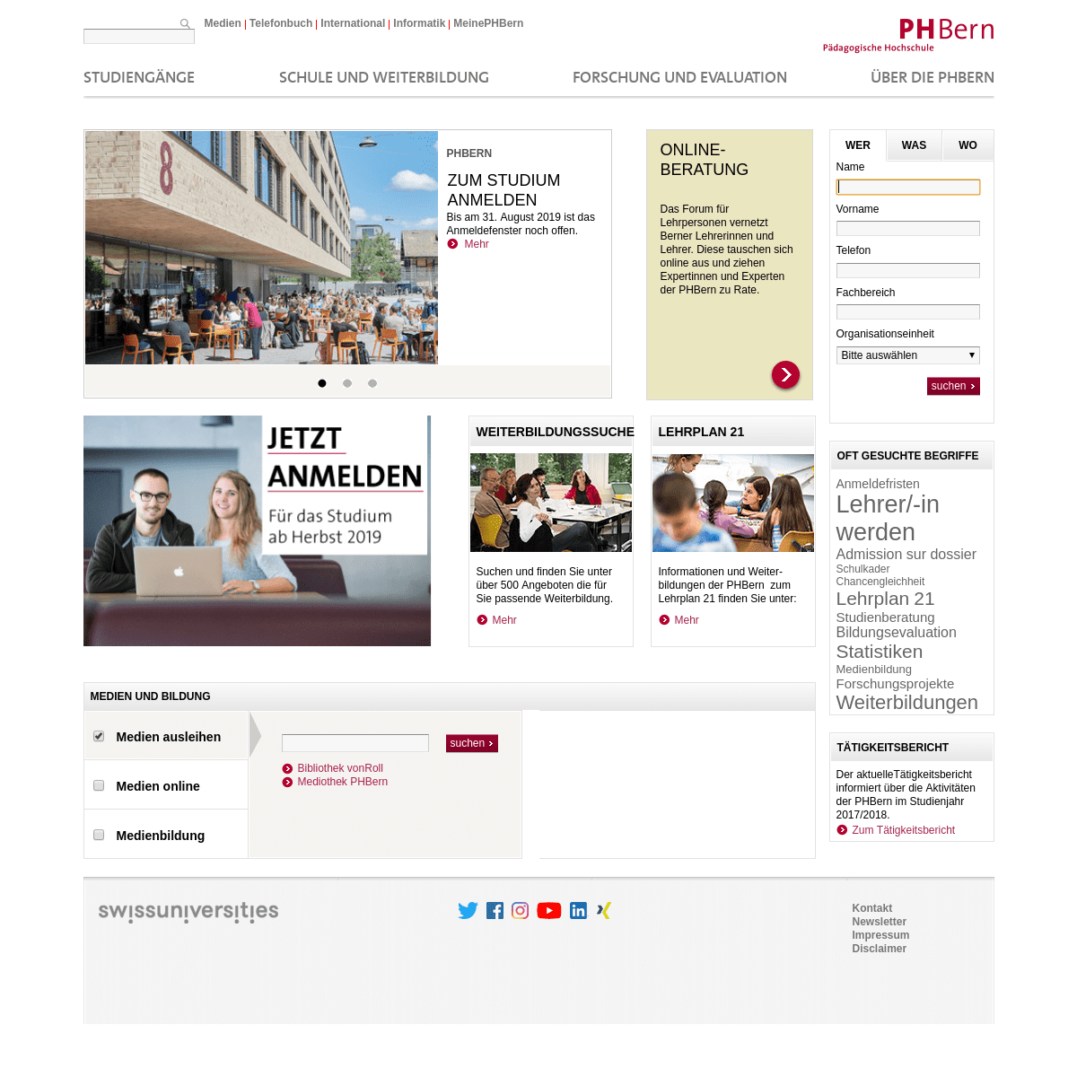 Startseite PHBern - die deutschsprachige Pädagogische Hochschule