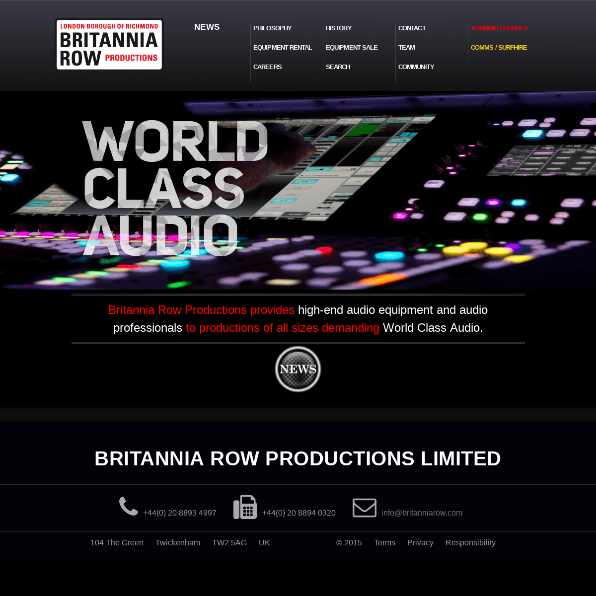 Audio equipment | Audio professionals | Britannia Row Productions Britannia Row Productions