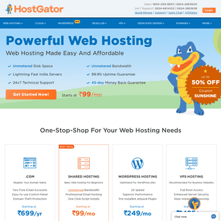 Web Hosting- Shared, Reseller, Cloud, VPS Hosting & Dedicated Server - HostGator India