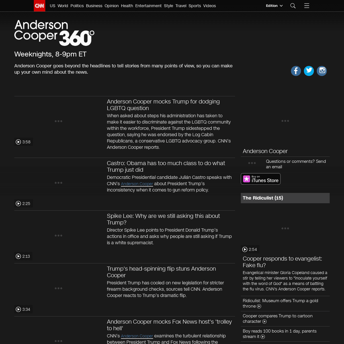 Anderson Cooper 360 - Weekdays 8-9pm ET - CNN