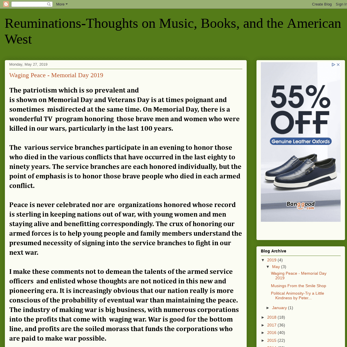Reuminations-Thoughts on Music, Books, and the American West