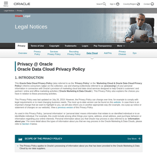 Oracle Marketing Cloud and  Data Cloud Privacy Policy | Oracle