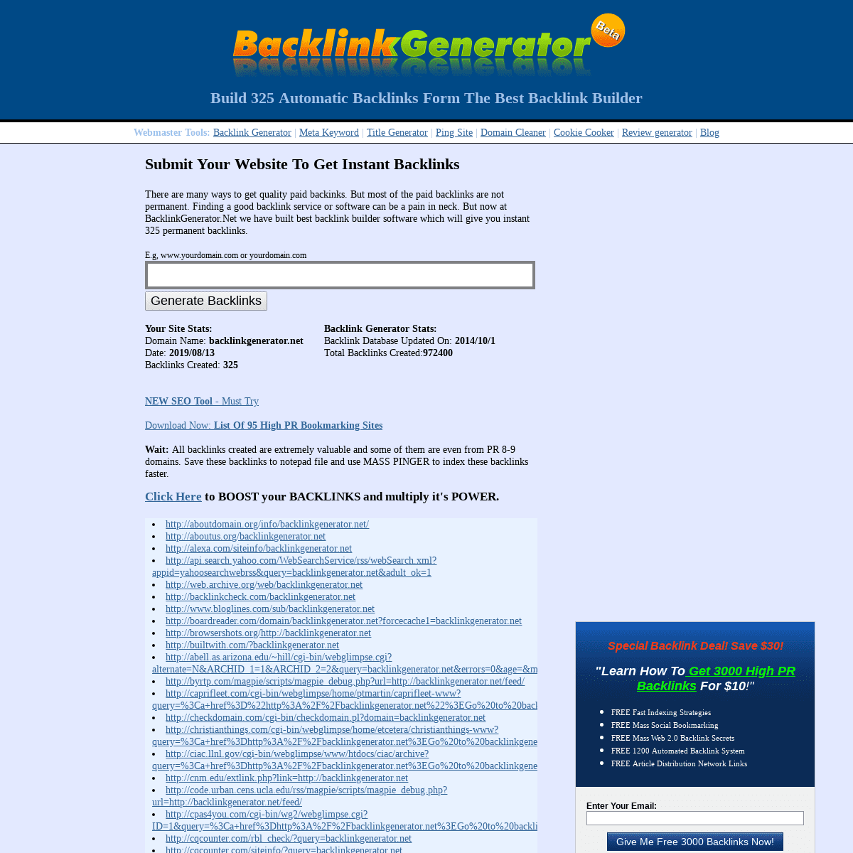 Backlink Generator - Build Free Backlinks From Seo Software