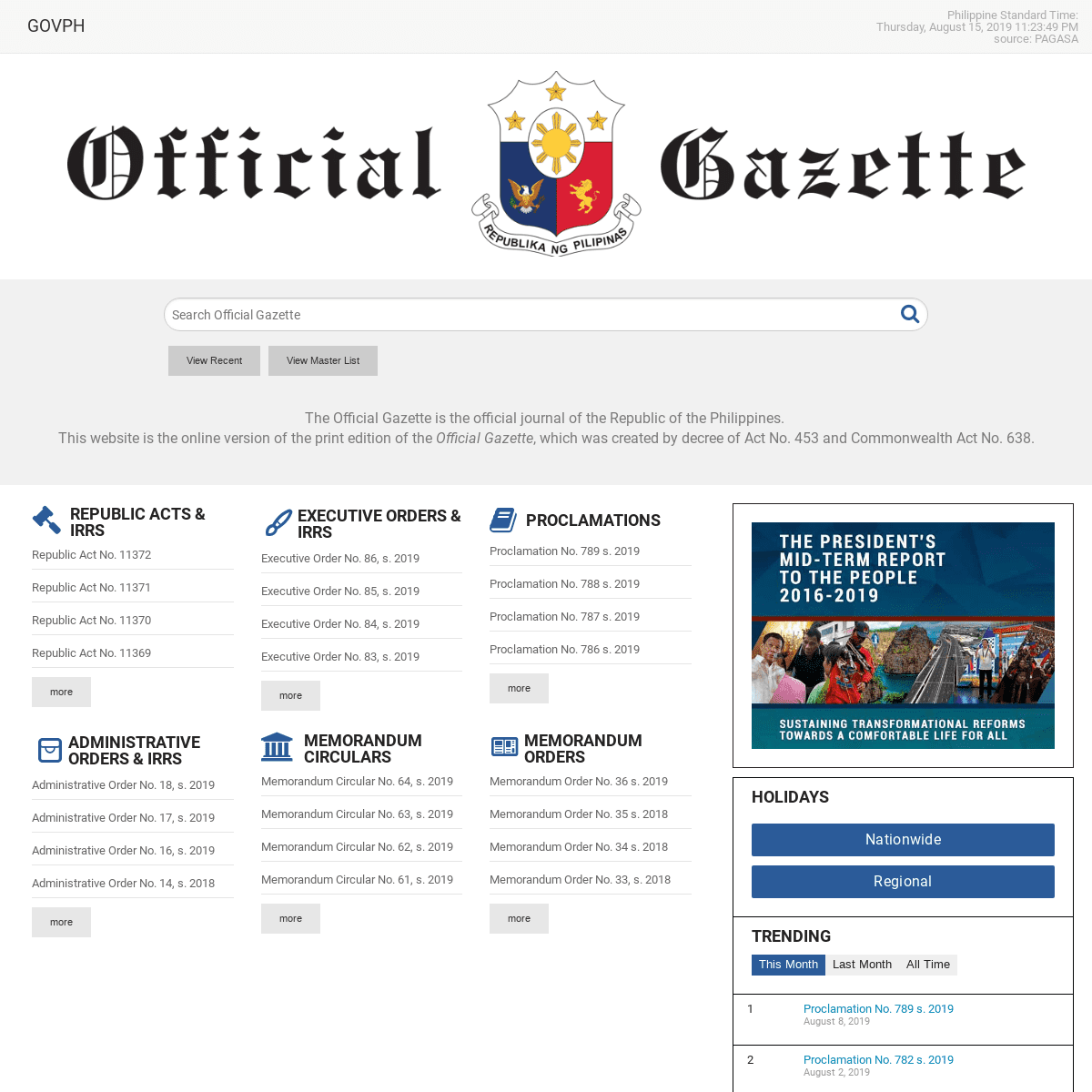 Official Gazette of the Republic of the Philippines | The Official Gazette is the official journal of the Republic of the Philip