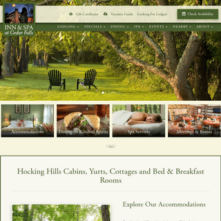 Hocking Hills Cabins, Bed & Breakfast in Logan near Athens, OH | Inn & Spa at Cedar Falls