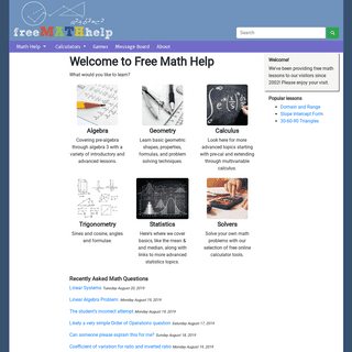 Free Math Help - Lessons, games, homework help, and more - Free Math Help
