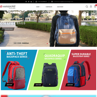 Buy Best Quality School, Travel, Office and College Bags Online | HarissonsBags