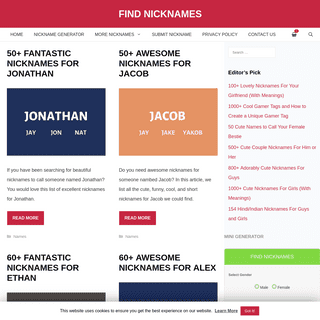 Find Nicknames — Find The Perfect Nickame