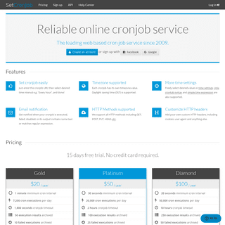 Online CronJobs - Reliable Web Cron service - SetCronJob