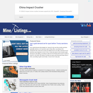 Gold & Silver Mines For Sale, Mining Equipment, Jobs, and Industry News MineListings.com