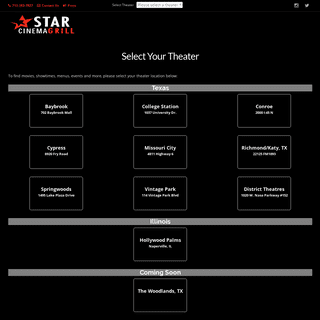 Select Your Theater | Star Cinema Grill
