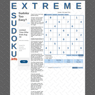 Extreme Sudoku - Difficult Sudoku Puzzles and Solver