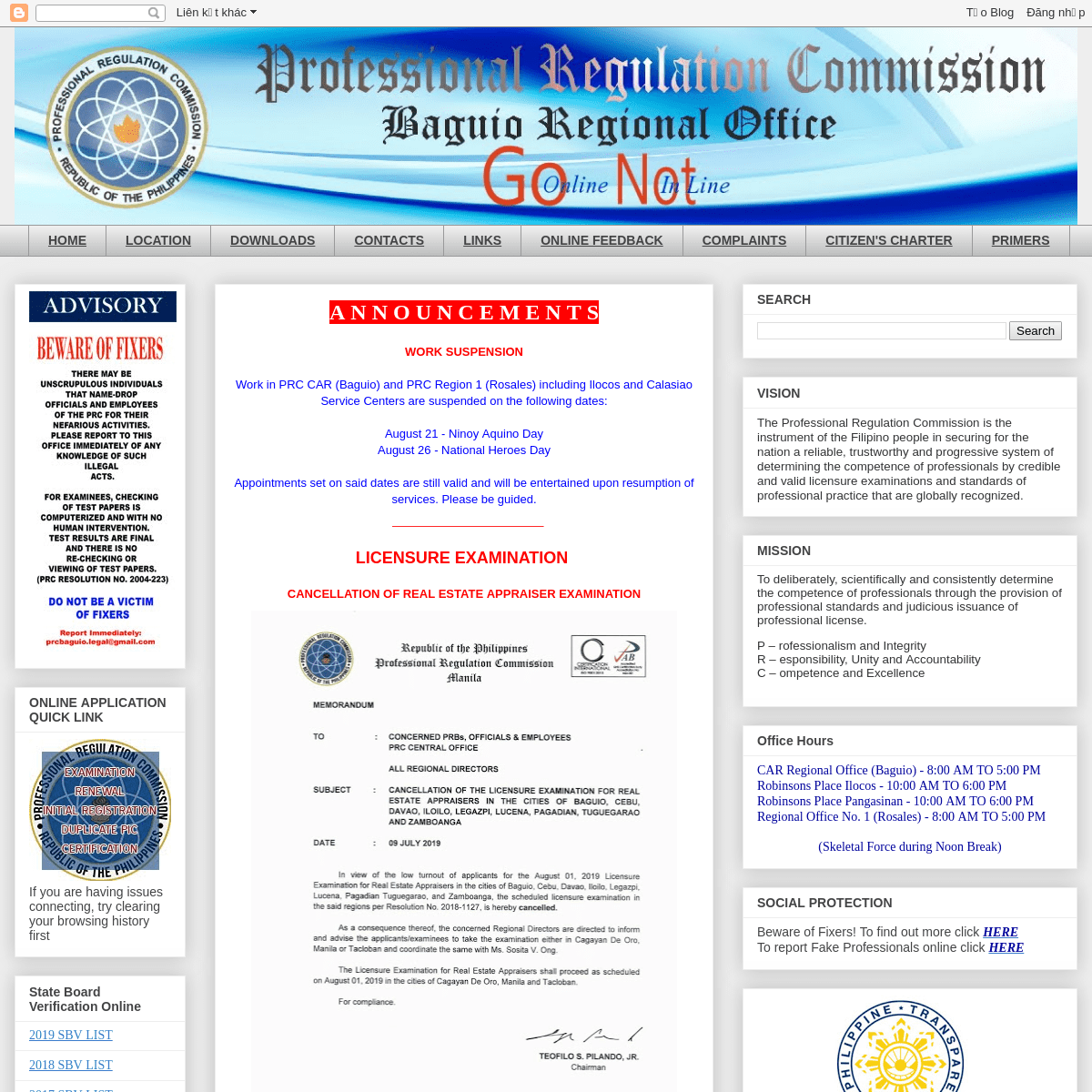PRC Baguio Information Site