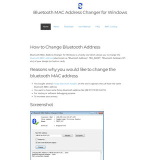 Bluetooth MAC Address Changer for Windows