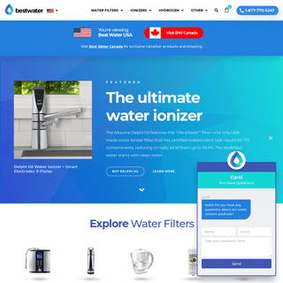 Best Water Ionizers, Alkaline Water Filters and Hydrogen Water Filters - Best Water Inc. USA