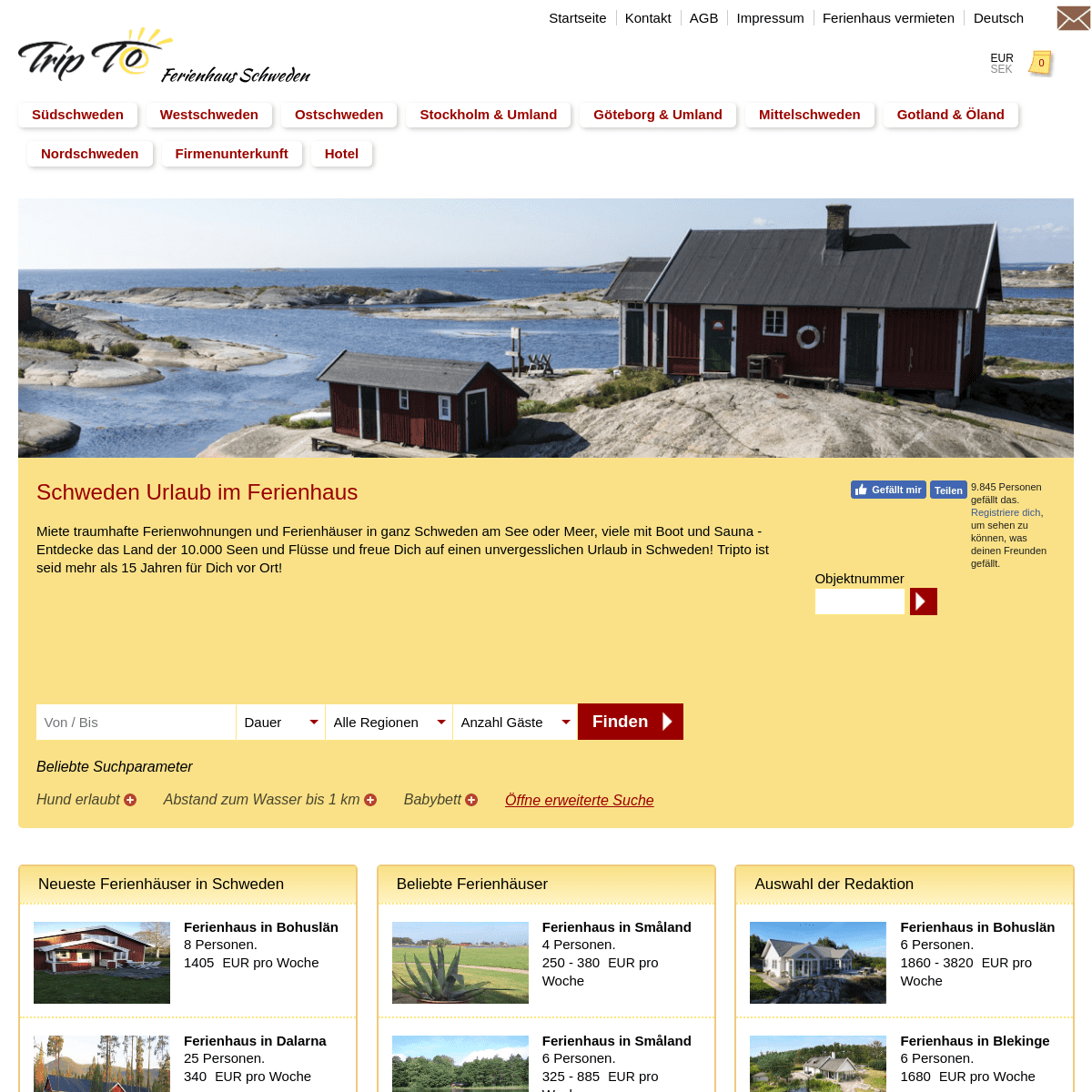 Ferienhaus Schweden | Urlaub in Schweden | 1100 wunderschöne Ferienwohnungen & Ferienhäuser viele direkt am See oder Meer | 