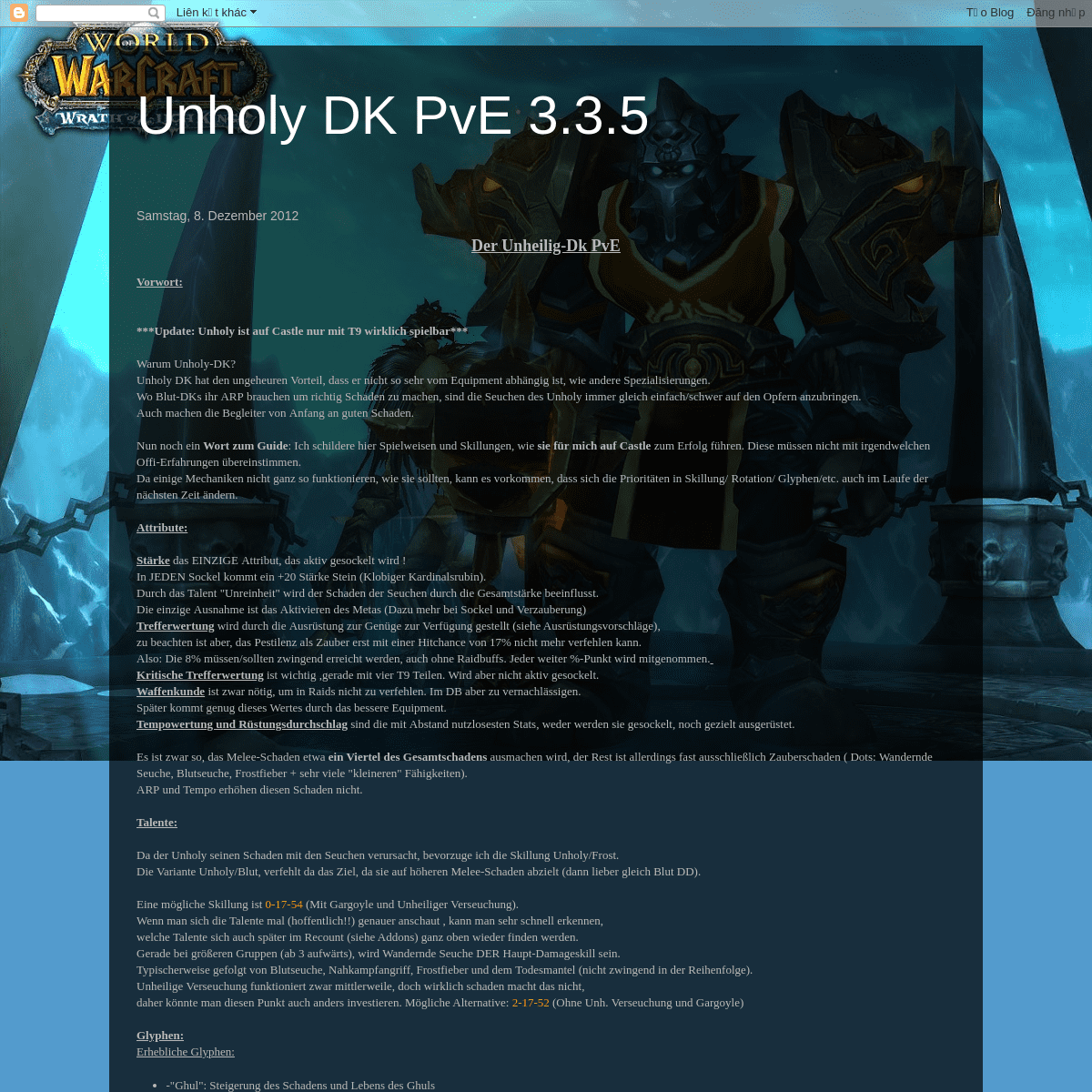 Unholy DK PvE 3.3.5