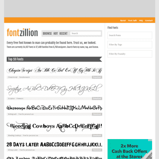 Free Fonts from Font Zillion