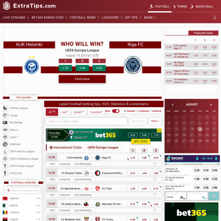 ExtraTips.com Free Football Betting Tips, H2H Results & Statistics