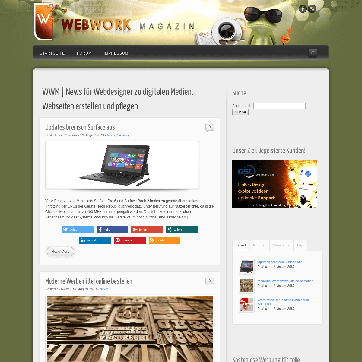 WWM | News für Webdesigner zu digitalen Medien, Webseiten erstellen und pflegen | webwork-magazin.net