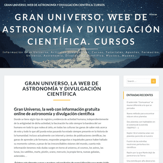 Gran Universo, web de astronomía y divulgación científica. Cursos – Información gran universo, artículos divulgativos, cursos, t