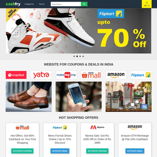 CashFry- Online Shopping Coupons, Offers, Promo Codes & Discounts