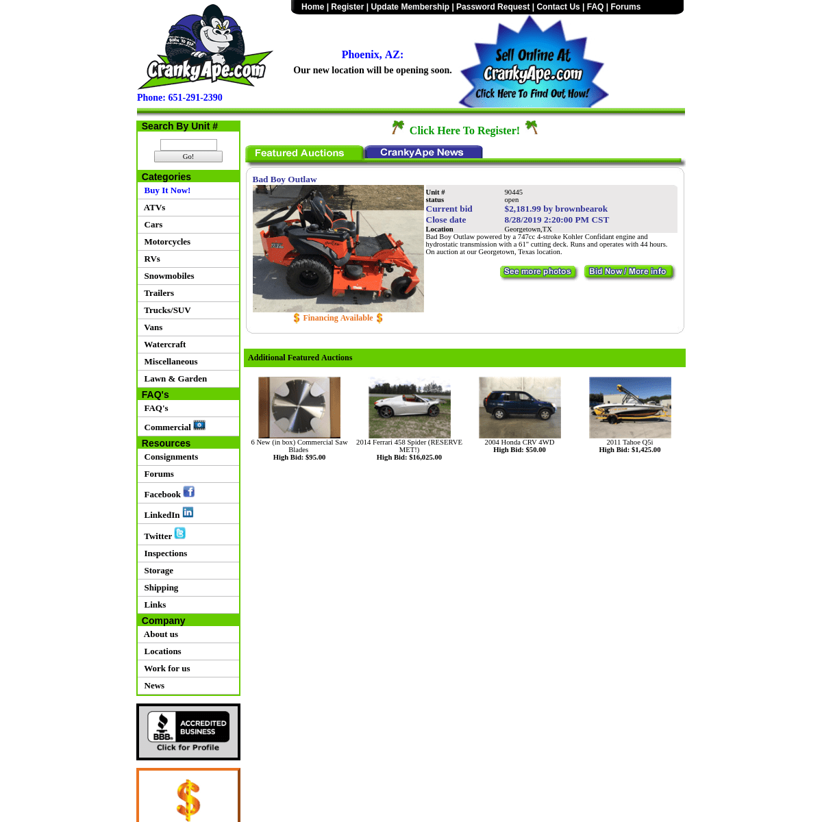 CrankyApe.com - Powersport, RV and Marine Online Auctions