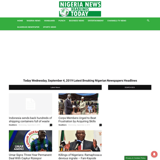 Latest Nigerian Newspapers Headlines Today Wednesday, September 4, 2019 – Naija News