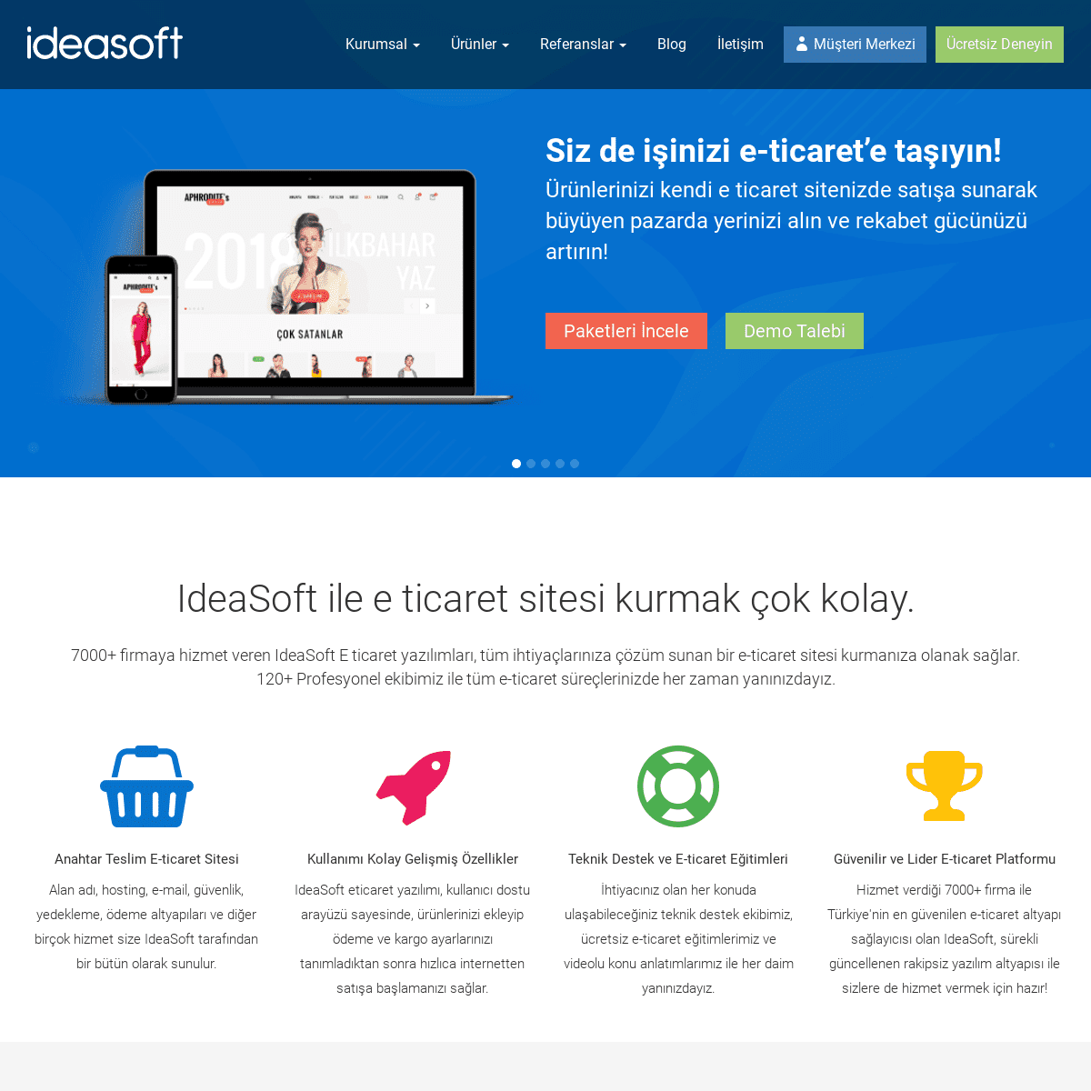 IdeaSoft E-Ticaret Sitesi Yazılımları, E Ticaret Paketleri