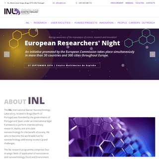 International Iberian Nanotechnology Laboratory – INL – – Interdisciplinary research in Nanotechnology and Nanoscience