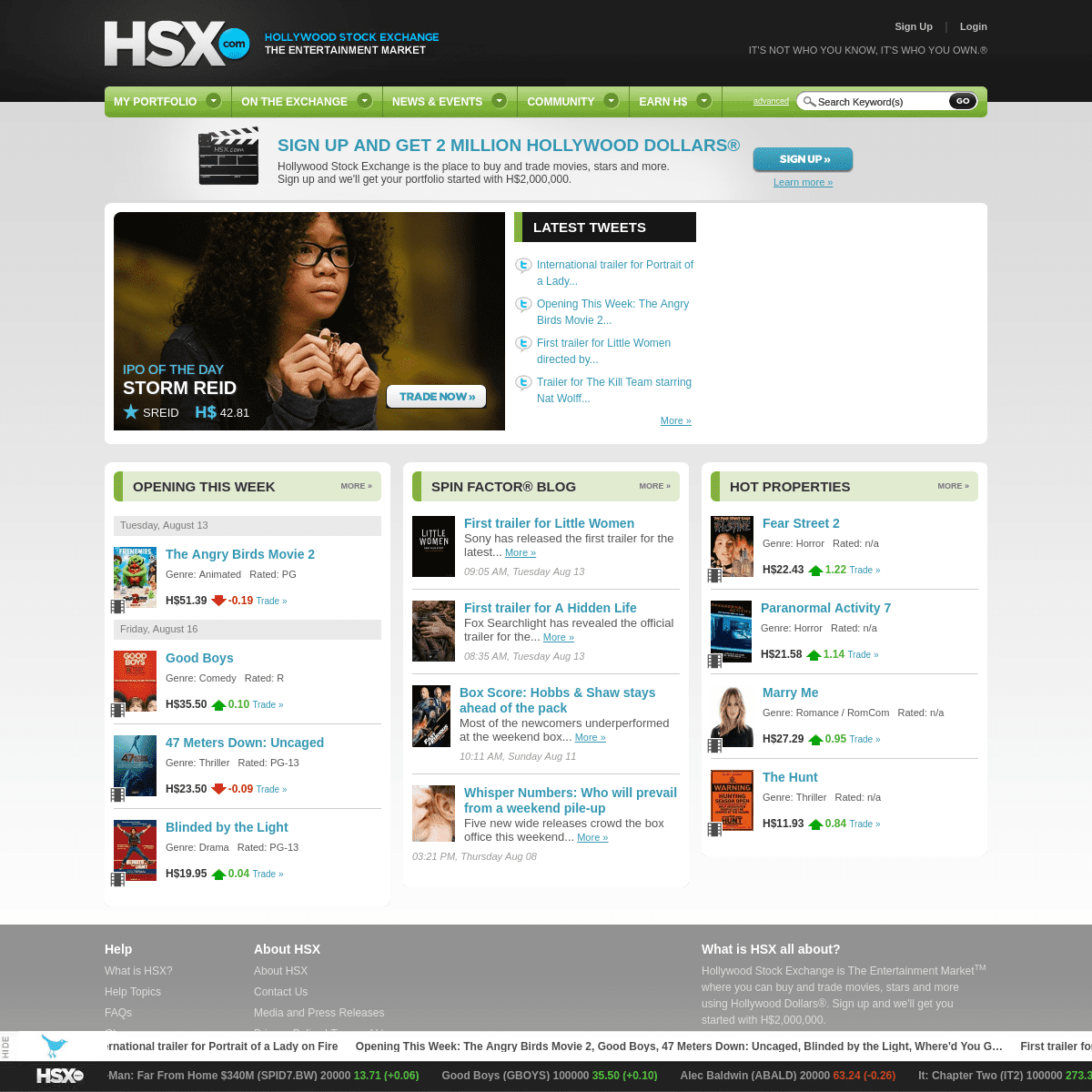 The Entertainment Market - Box Office Futures | HSX.com
