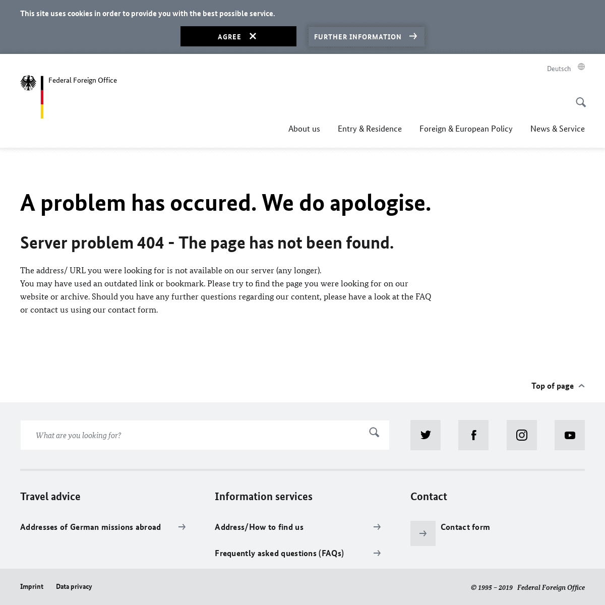 We're sorry. There has been a problem. - Federal Foreign Office