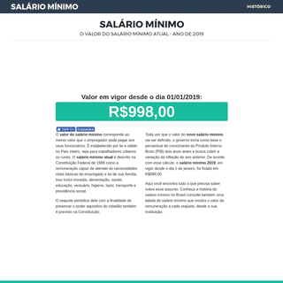 SALÁRIO MÍNIMO 2019 - Valor do salário mínimo atual e histórico