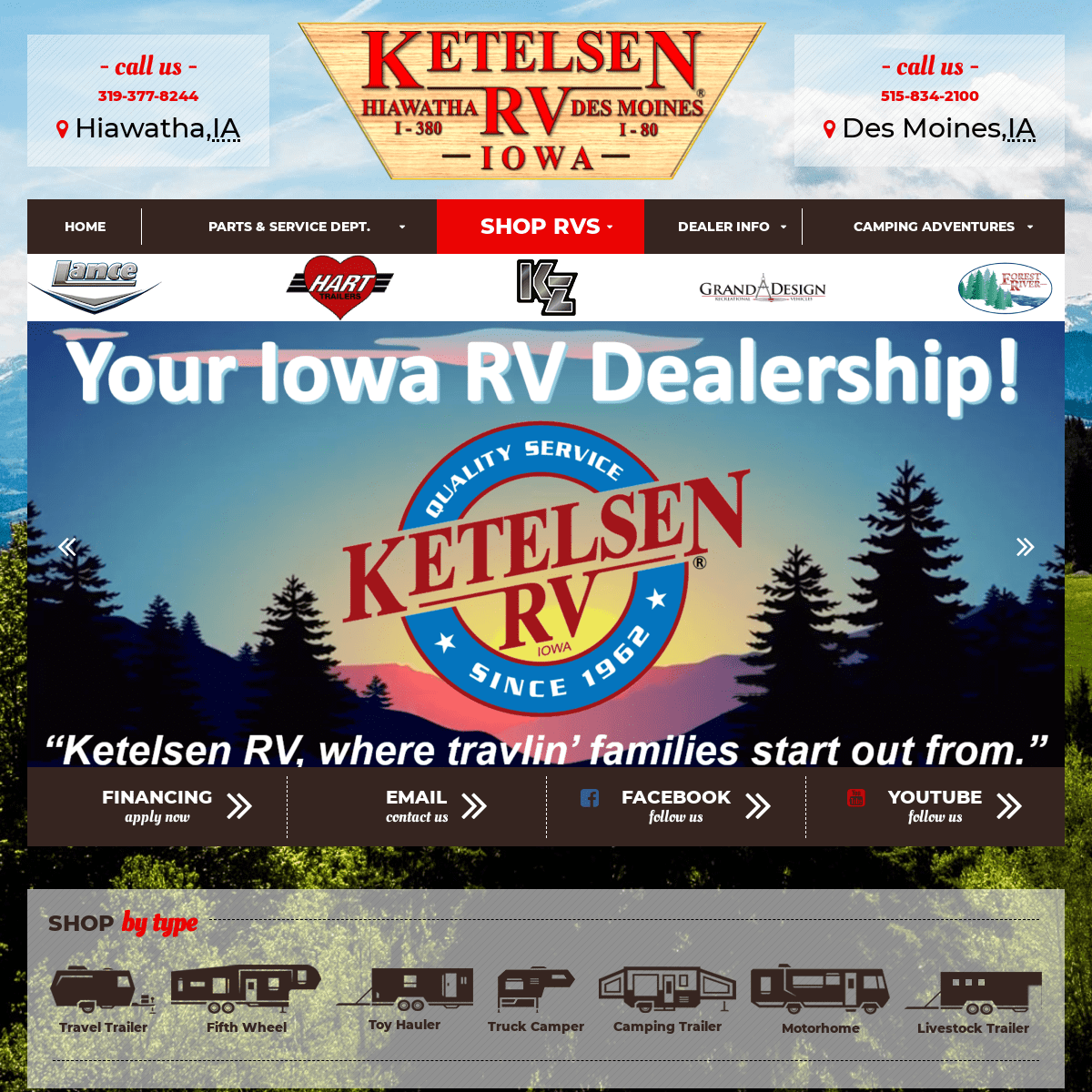 Ketelsen RV - Hiawatha & De Soto, IA - Travel Trailers, Fifth Wheels, Toy Haulers, Motorhomes, Parts, Accessories and More