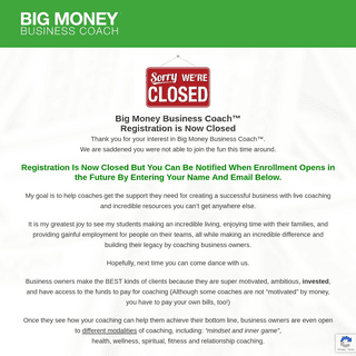BMBC | Wait List | New - Big Money Business Coach