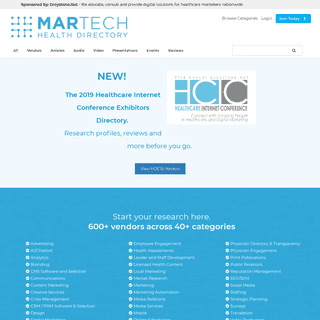 MarTech.Health Vendor Directory Homepage