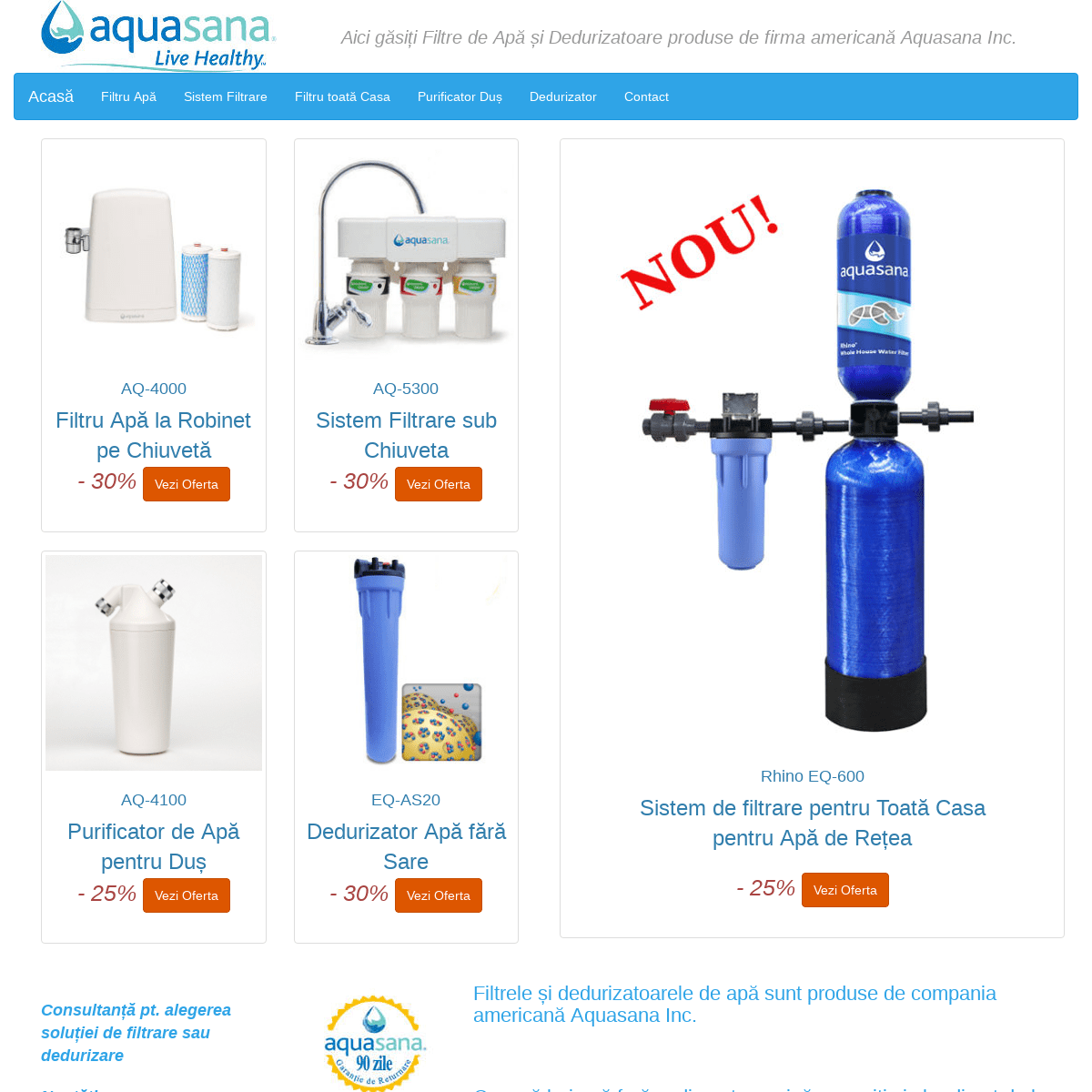 Filtre de Apa | Dedurizatoare | productie Aquasana USA | enqan.ro