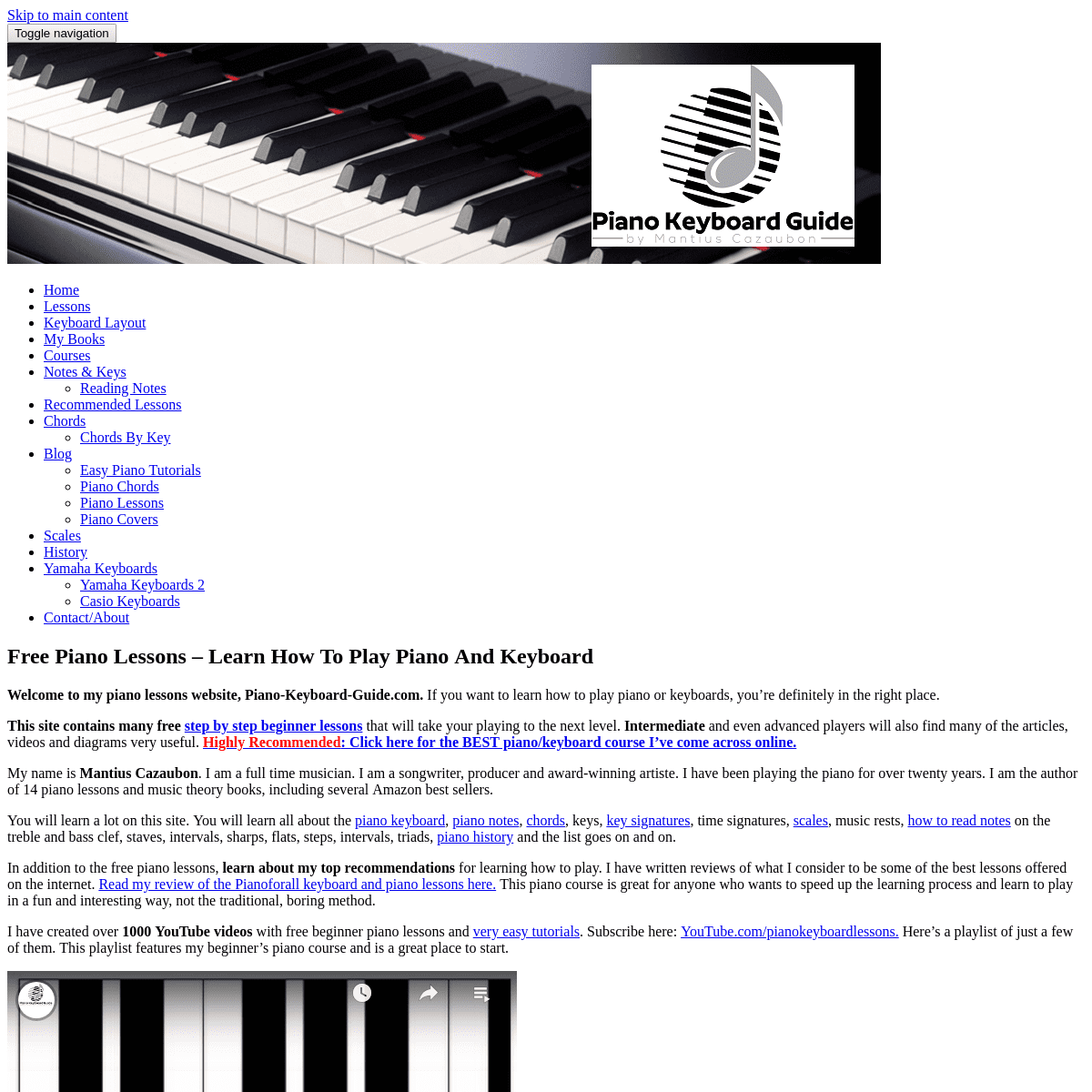 Free Piano Lessons – Learn How To Play Piano And Keyboard
