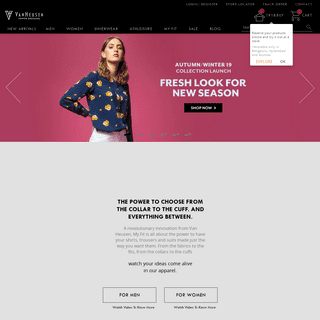 Van Heusen Official Online Store, Buy Van Heusen Apparels | VanHeusenindia.com