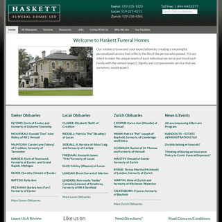 Haskett Funeral Homes | Lucan, Exeter & Zurich Ontario