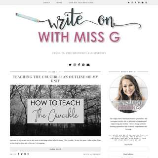 Write on With Miss G - Engaging and empowering ELA students