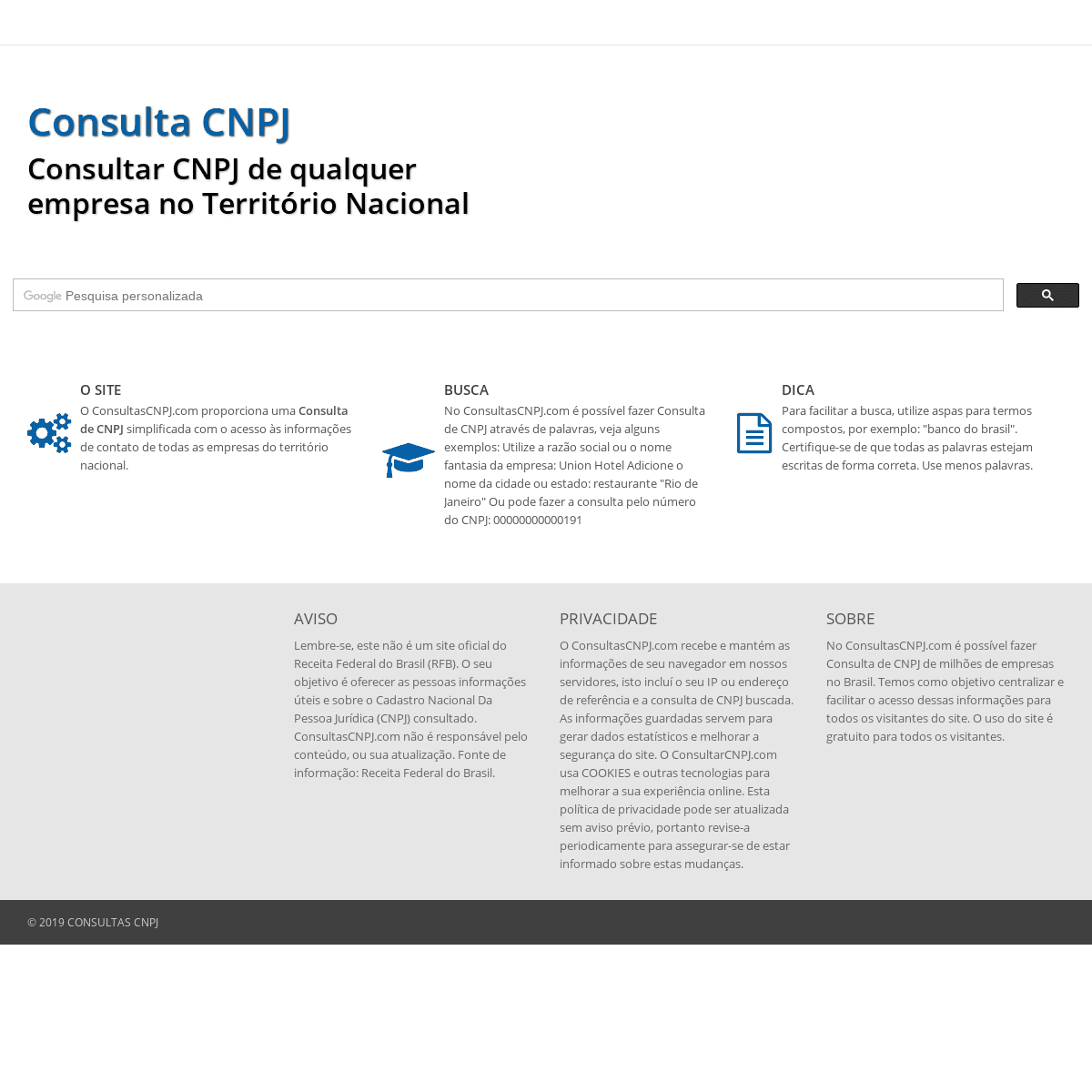 Consulta CNPJ de Empresas no território nacional - Consultas CNPJ