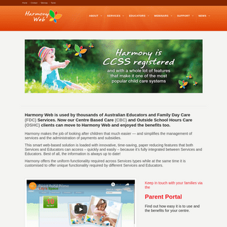 Harmony Web is a popular Australia CCSS registered childcare software Harmony Software